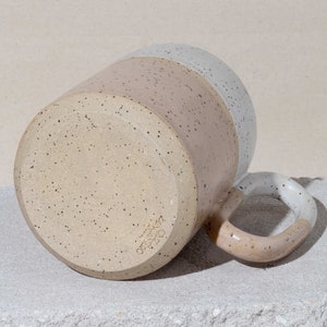 Pink and White Speckled Stoneware Mug Tall Handmade Ceramic Mug, Boho decor style pottery image 7