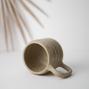 Wavy Handmade Stoneware Mug Ceramic Wavy Pottery Mug Sand image 6