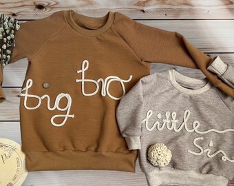 Personalisierter Sweater // Geschwister Pullover // Baby Oversized Sweater // Sweatshirt mit Namen  // 5 Farben Rippjersey// Gr. 62 - 134