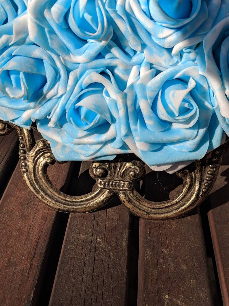 Blue and White RosesBlueWhite Flower Frame Floral Picture Faux Flower Frame Flower Wall Artificial Flower FrameAntique Frame