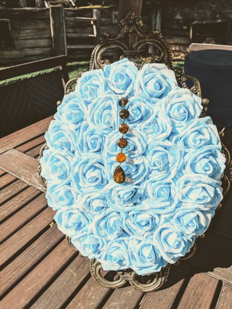 Blue and White RosesBlueWhite Flower Frame Floral Picture Faux Flower Frame Flower Wall Artificial Flower FrameAntique Frame