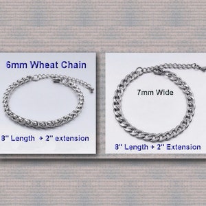 Stainless Steel Anklet | 6mm Wheat OR 7mm Cuban | 8 inches | Ankle Bracelet | Beach |  Foot Jewelry