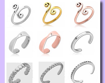 Toe Ring | Stainless Steel | Men | Women | Adjustable  | Swirls | Silver | Rose Gold | Gold | Foot Jewelry | Tropical Wear