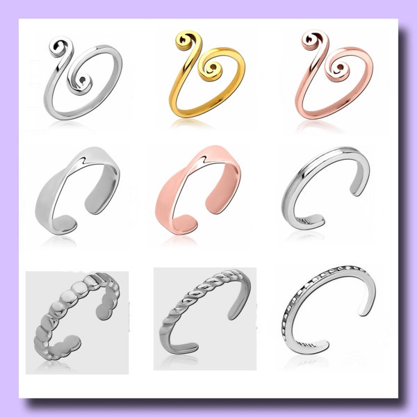 Toe Ring | Stainless Steel | Men | Women | Adjustable  | Swirls | Silver | Rose Gold | Gold | Foot Jewelry | Tropical Wear