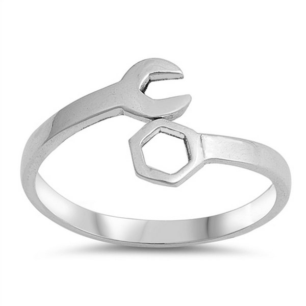 Sterling Silver Wrench Toe Ring | Unisex | >Sizes 2 thru 7 < | Unique| Gothic | Cool