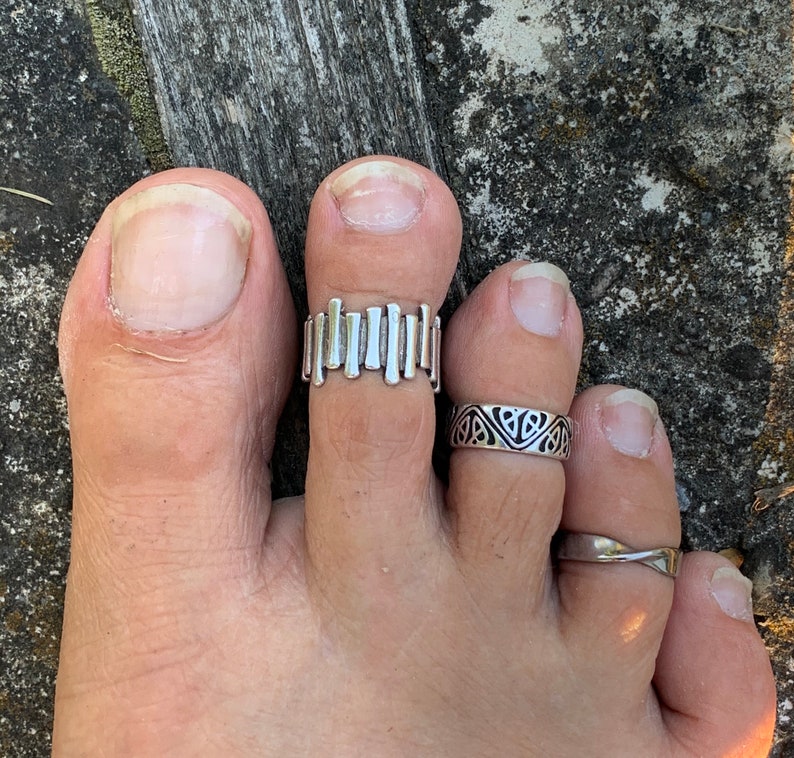 Large Adjustable Sterling Silver Toe Rings Mens Womens Boho Etsy