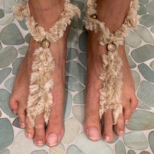 FLUFFY Barefoot Sandals | Men’s | Women's | Foot Jewelry | Sole less Sandals | Beach wear | One Pair