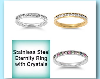 Edelstahl Eternity Zehenring mit Kristallen| 3mm | Statement Ring | Cool | Fußschmuck | Tropische Kleidung