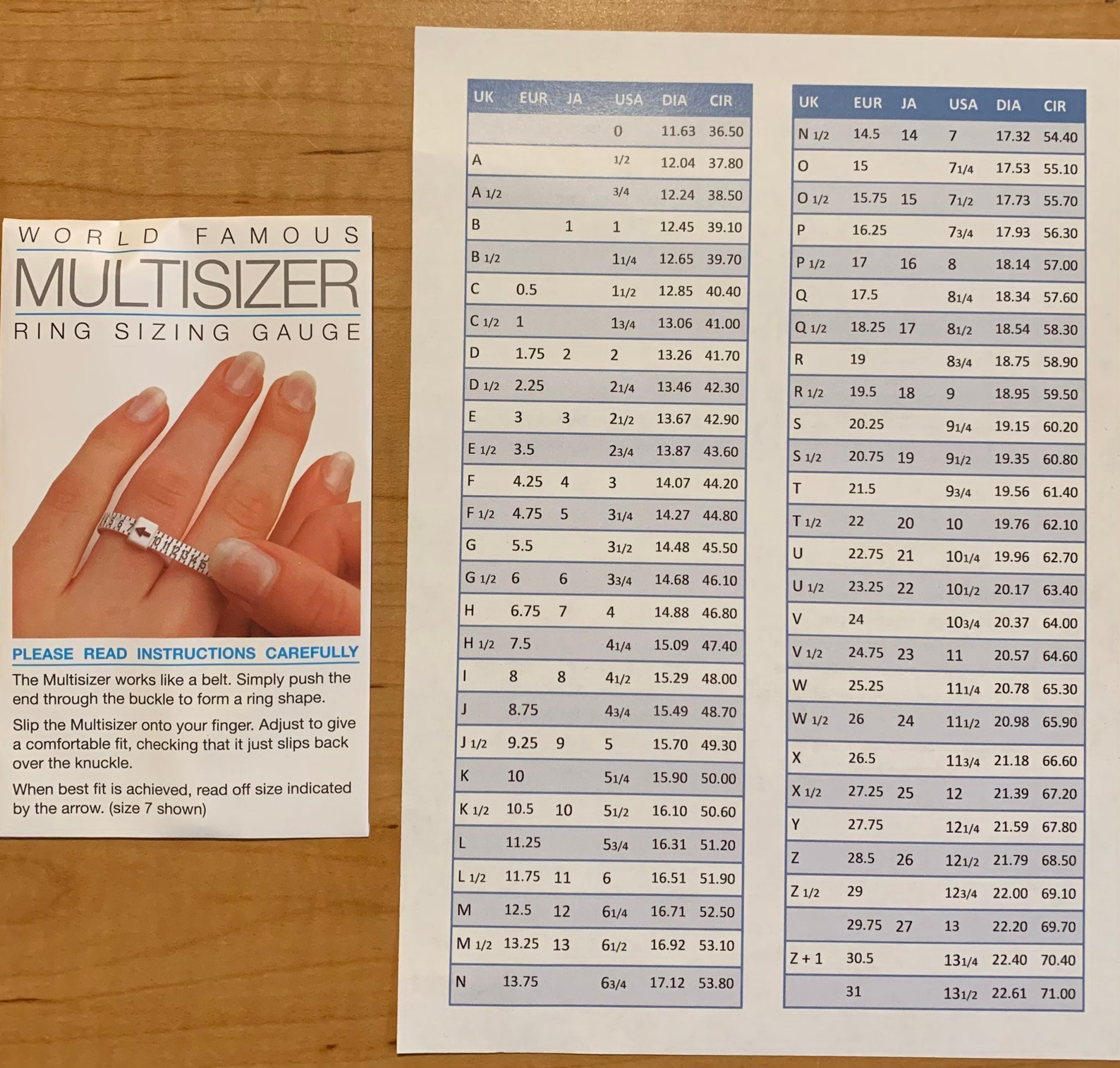 Ring Sizing Tool Multisizer with Conversion Chart Etsy