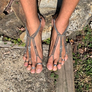 Barefoot Sandals  "Grey Sky" | Men’s | Foot Jewelry | Sole less Sandals | Beach wear | One Pair