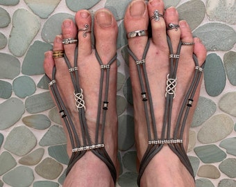 Barefoot Sandals  "Grey Sky" | Men’s | Foot Jewelry | Sole less Sandals | Beach wear | One Pair