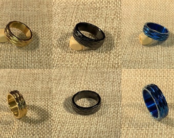 Belle bande d’anneau à facettes en acier inoxydable de 6 mm, hommes, femmes, alliance, bague de pouce, bande de confort