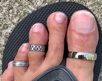 Anillo del dedo del pie GRANDE / Tamaños 14-25 / Acero inoxidable de 6 mm / Anillo de declaración / Hombres / Joyería para pies / Ropa de playa / Tropical / Gótico