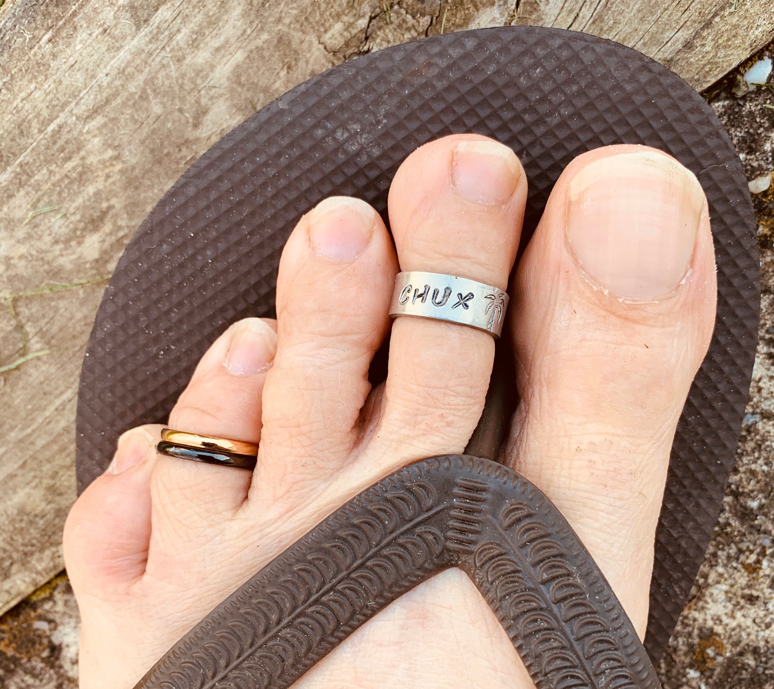 Stainless Steel Mens BLACK & GOLD 2mm Fitted Toe Ring Etsy