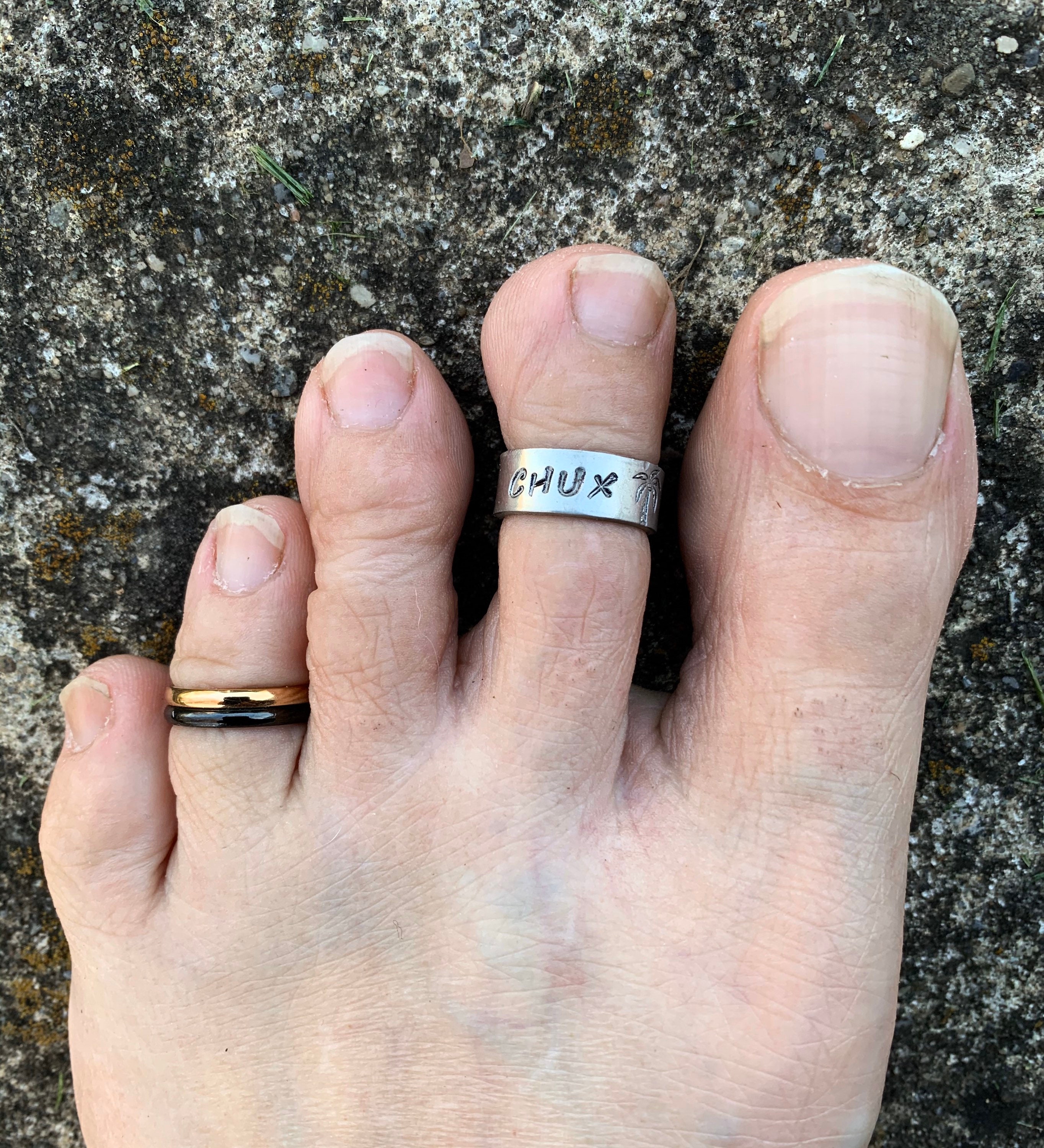 Stainless Steel Mens BLACK & GOLD 2mm Fitted Toe Ring Etsy