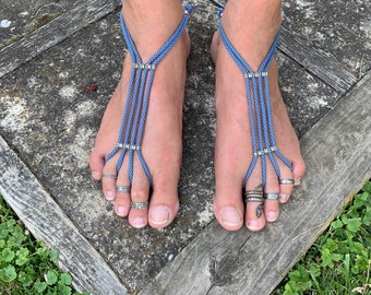 Barefoot Sandals >Too Breezy< | Men's| Women's | Foot Jewelry |  Stainless Steel Beads | Sole less Sandals | Beach wear | One Pair