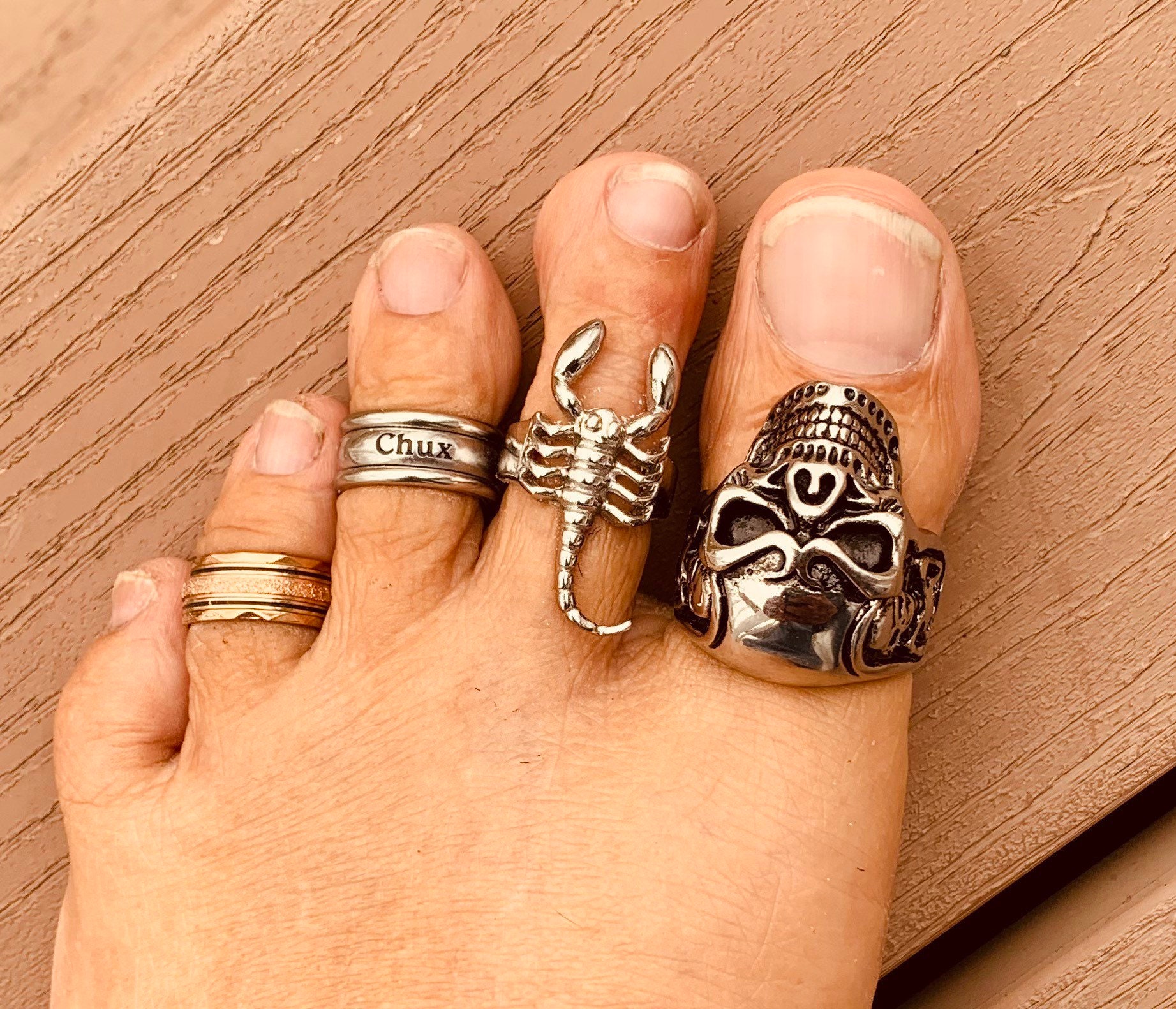 BIG Toe Ring Skull Stainless Steel Unique Gothic Cool Etsy
