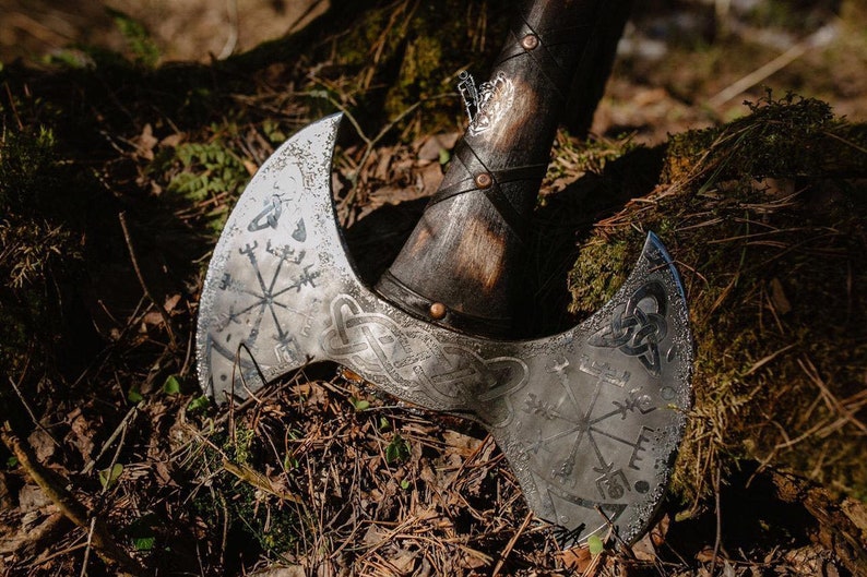 Viking Axe Double Sided Engraved Helm Of Awe Norse Berserker Axe Home Hobby Craft Supplies Tools Viking Axe Double Sided Engraved Helm Of Awe Norse Berserker Axe Home Hobby Craft Supplies Tools