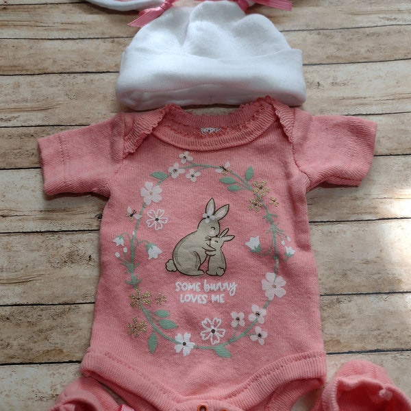 OOAK 14" orange spring onesie, bodysuit, outfit, clothes to fit a 14" OOAK baby, reborn or silicone doll