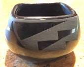 Flora Naranjo Santa Clara Pueblo Indian Blackware Pottery Bowl