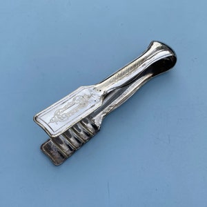 Late 1800s ASPARAGUS / Asperges TONGS English Victorian Era with Etched Design Silverplate and Marked