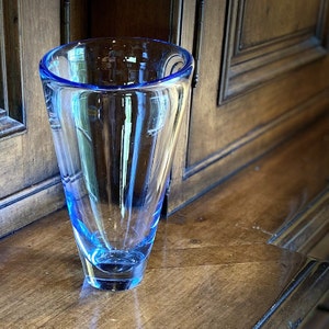 PER LÜTKEN Holmegaard Asymmetric Blue Glass Thule Vase Denmark 1960s