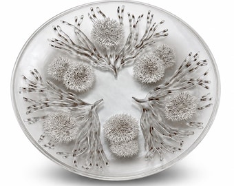SABINO France Opalescent Glass Bowl "Algues et Oursins" Art Deco Seaweed and Sea Urchins Centerpiece 12 Inches C. 1925-1935