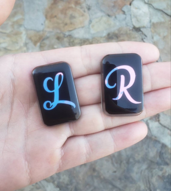 CURSIVE OPAL L/R on BLACK Xray Letter Markers Etsy