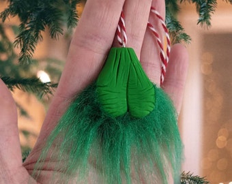 Hairy Green ball balls Christmas adult decoration funny secret Santa Xmas gift