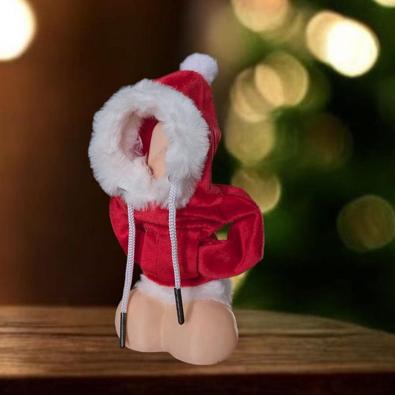 Santa claus willy warmer woody hoodie cute fluffy funny decoration secret Santa costume immagine 6
