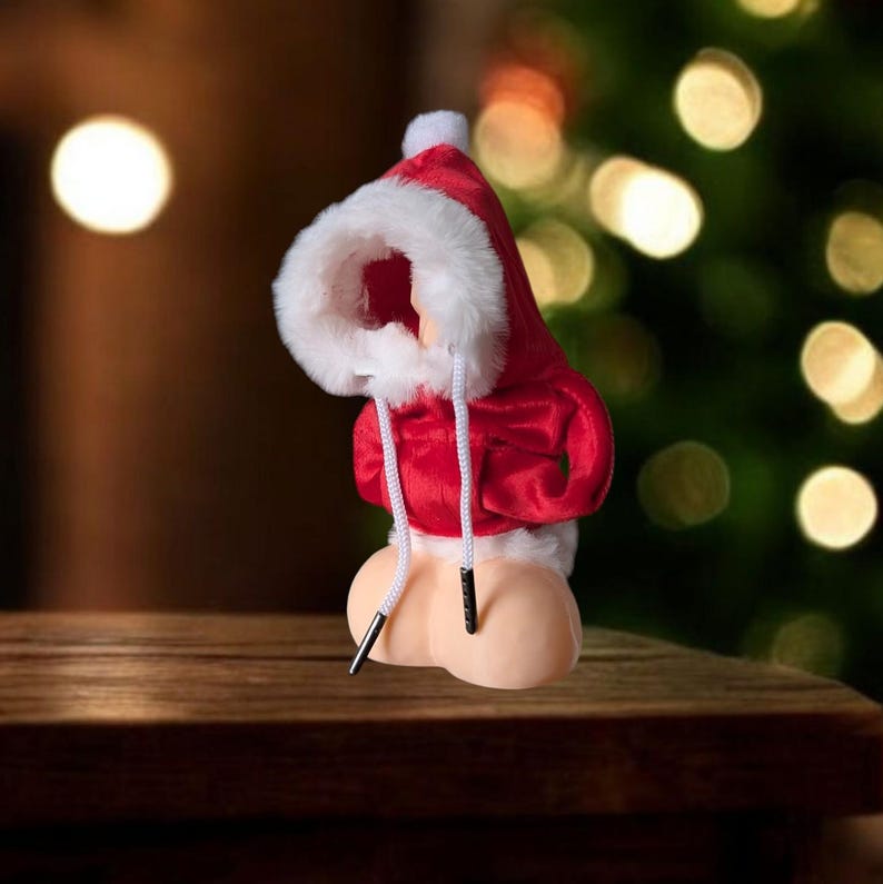 Santa claus willy warmer woody hoodie cute fluffy funny decoration secret Santa costume immagine 4