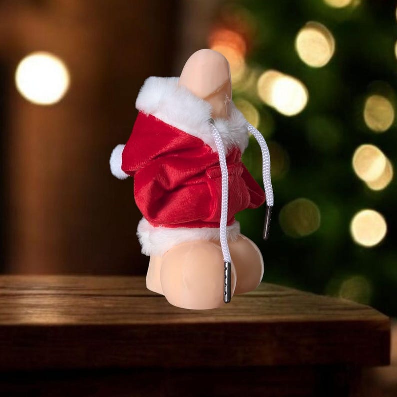 Santa claus willy warmer woody hoodie cute fluffy funny decoration secret Santa costume immagine 5