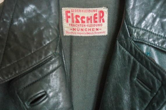 VINTAGE 1960s Fischer unisex leather trench coat