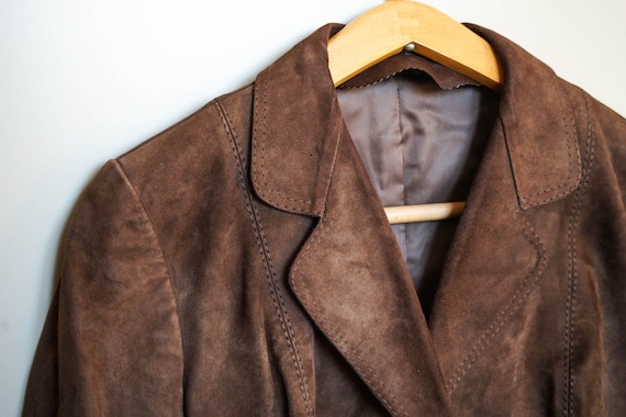 VINTAGE 1970s dark brown suede leather jacket blaz