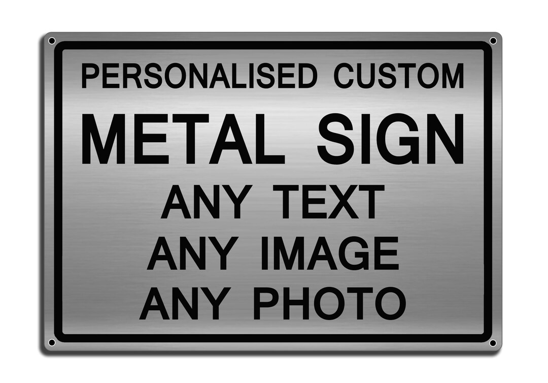Custom Brushed Silver Metal Sign: Personalized Text & Image - Etsy UK