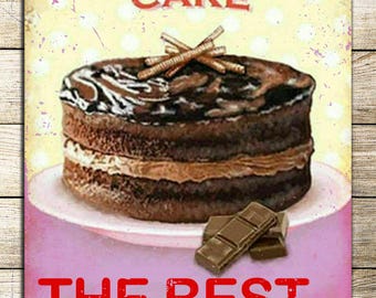 Chocolate Cake retro vintage style metal sign/plaque Cafe Kitchen Coffee Shop
