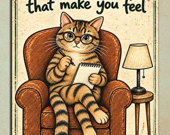Funny Therapist Cat Metal Sign, Therapy Office Decor, Psychology Gift, Cat Lover Wall Art
