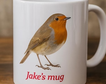 ROBIN British Bird Personalised Name Mug Free GIFT BOX