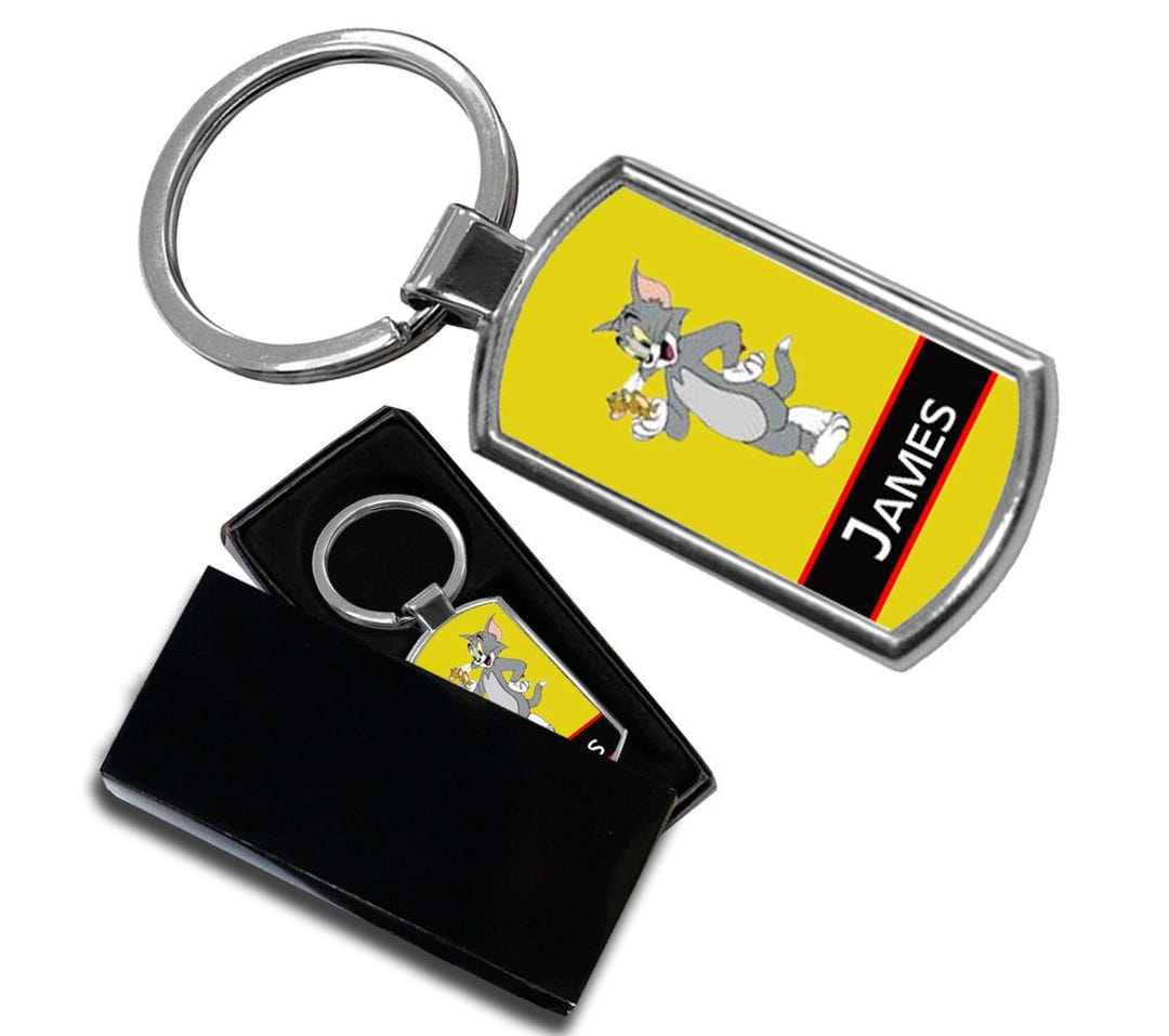 Tom and Jerry Inspired Personalised Keyring / Bag Tag / Key Chain in a ...