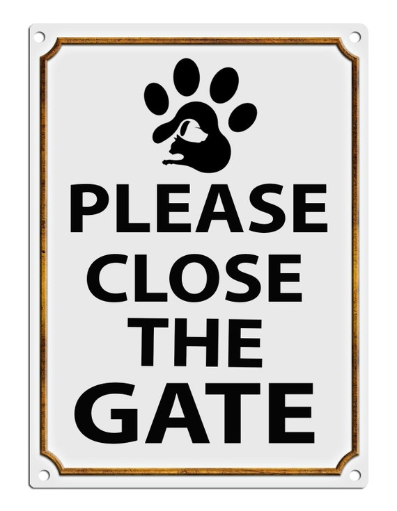 Indigos UG Aufkleber 'Please Close The Gate' – 200x150mm, Wetterfest, Selbstklebend, Für Hundebesitzer