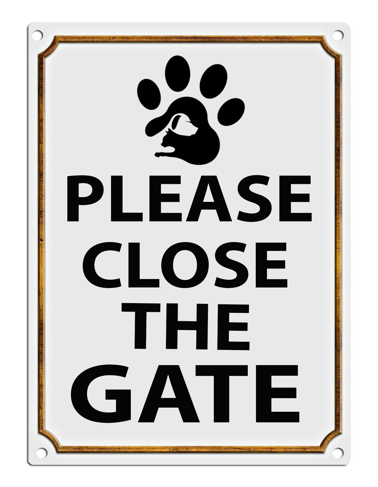 Panneau « Please Close The Gate Dog » - Plastique Rigide De 1