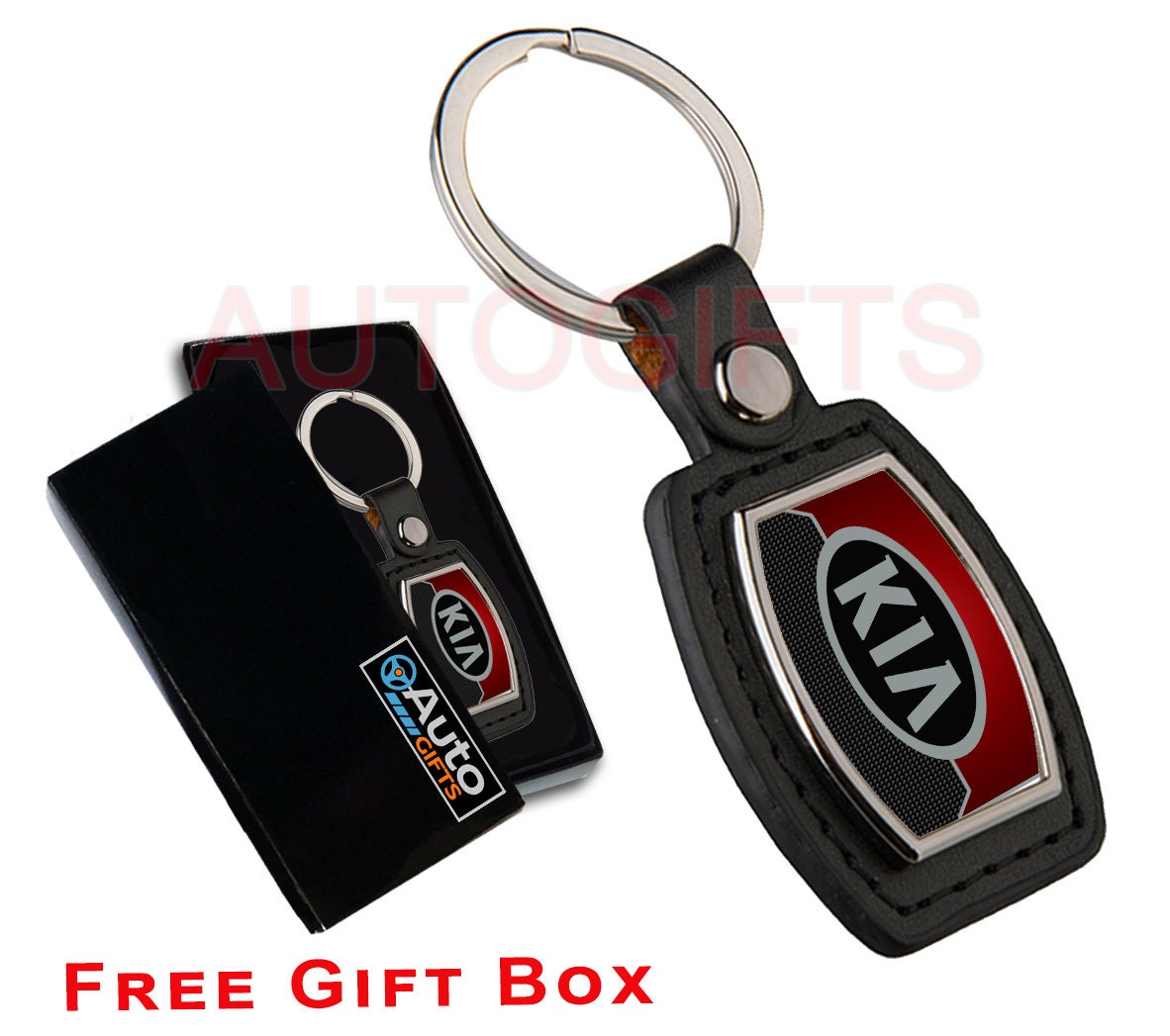 KIA car Keyring Keychain Fob Metal PU Leather new Etsy