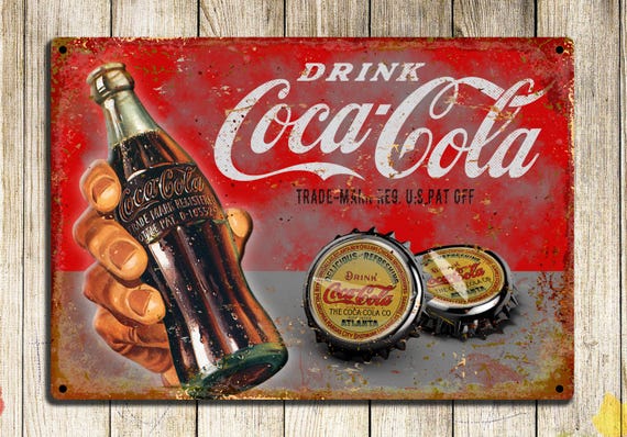 Vintage COCA COLA Metal Sign: Retro Bar Decor