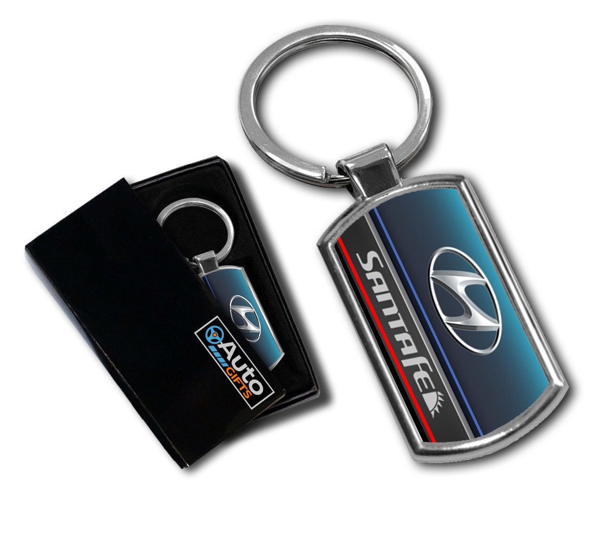 HYUNDAI SANTA FE car keyring key ring chain fob chrome metal Etsy