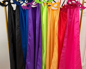 Adults Superhero Cape & Mask, Personalized Party Favor, Party Costume, Birthday Announcement, Corporate Event, Super Hero