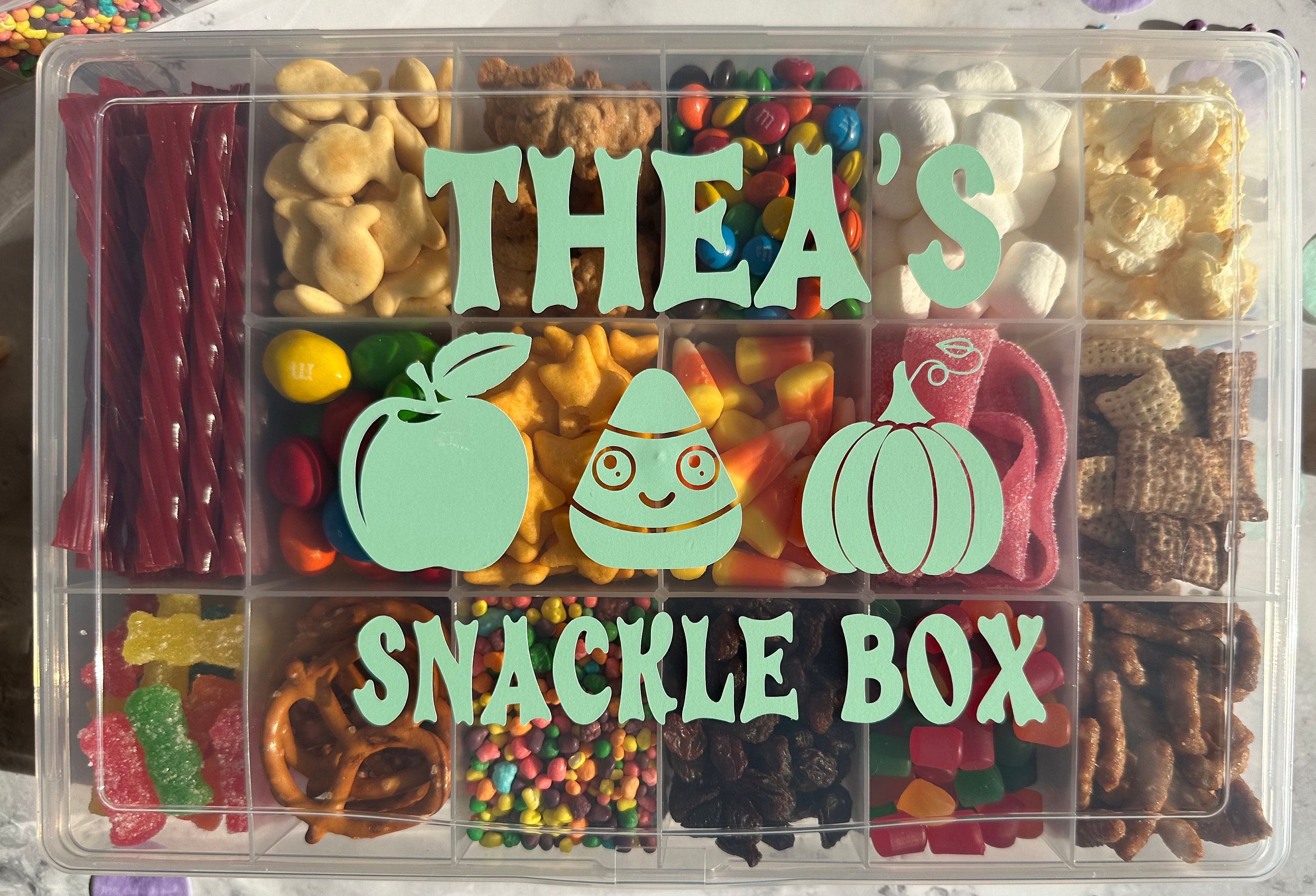 Fall Box, Halloween Box, Personalized Snack Box, Snacklebox, Snackle Box,  Lunch Box, Bento Box, Kids Snack Container, Travel Box, Tackle Box 