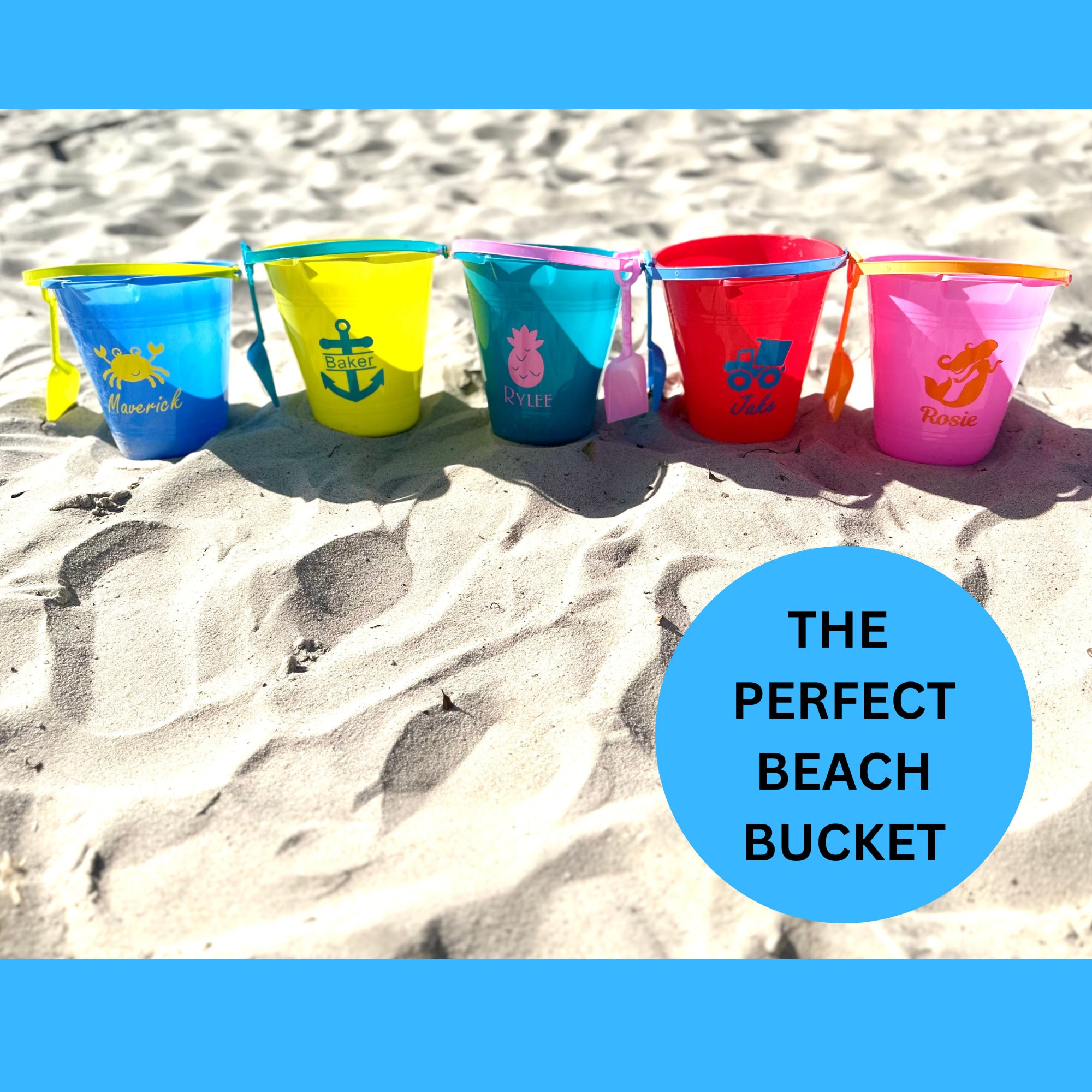  Didaey 48 Pcs 5 Inch Beach Bucket Sand Buckets Colorful Fun  Plastic Pails and Buckets for Kids Toddler Tool Summer Beach Theme Birthday  Party Favors Bulk Play Castle Water Pool, 4