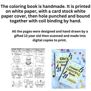 May include: Two spiral-bound coloring books with colorful crayon illustrations on the covers. One book is titled "Ellie's Coloring Book" and the other is "Cooper's Coloring Book." The image also shows sample coloring pages with line drawings.