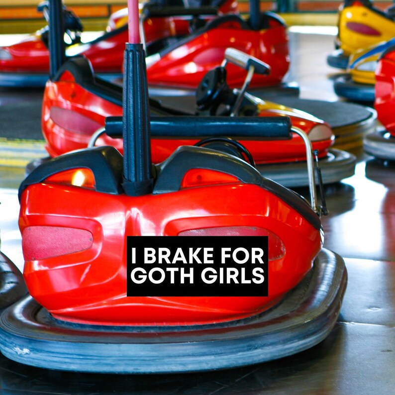 I Brake For Goth Girls, Meme Bumper Sticker, Bumper Sticker, Free Shipping image 6