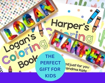 Name Crayons, Personalized Gifts,  Kids Coloring Book, Custom Kids Book, Crayon Letters, Crayons, Kids Gifts, Personalized Crayons
